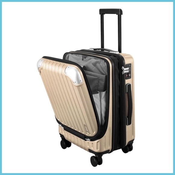 20 Inch Expandable Hardside Carry On Luggage with Front Laptop Compartment